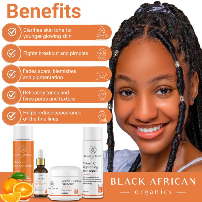 Black African Organics Vitamin C and Hyaluronic Acid Face Kit Benefits