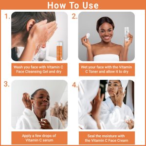 How to use Black African Organics Vitamin C and Hyaluronic Acid Face Kit